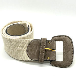 Anne Klein II for Calderon Vintage Genuine Leather Belt Elastic Suede Buckle Lg